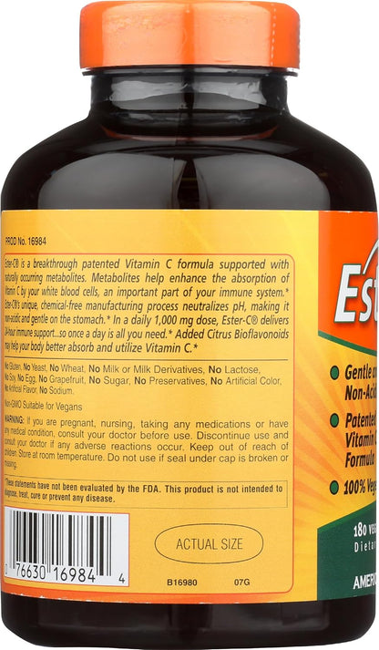 American Health Ester-C 1000mg with Citrus Bioflavonoids, 180 Caplets