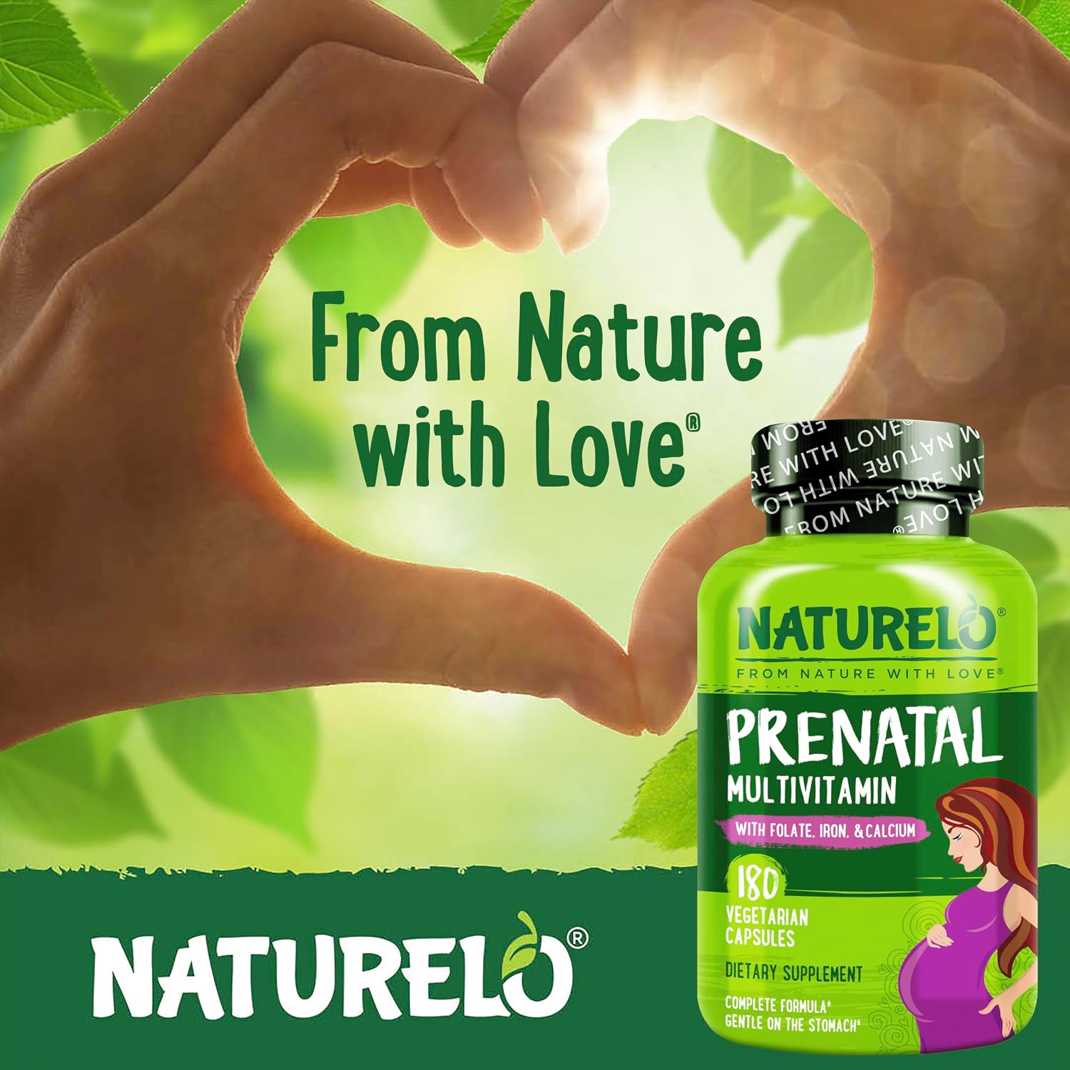 NATURELO Prenatal Multivitamin with Gentle Chelated Iron, Methyl Folate, Plant Calcium & Choline - Vegan, Vegetarian - Non-GM - Gluten-free - 180 Capsules - 4 Month Supply (Pack of 2) - görsel 6