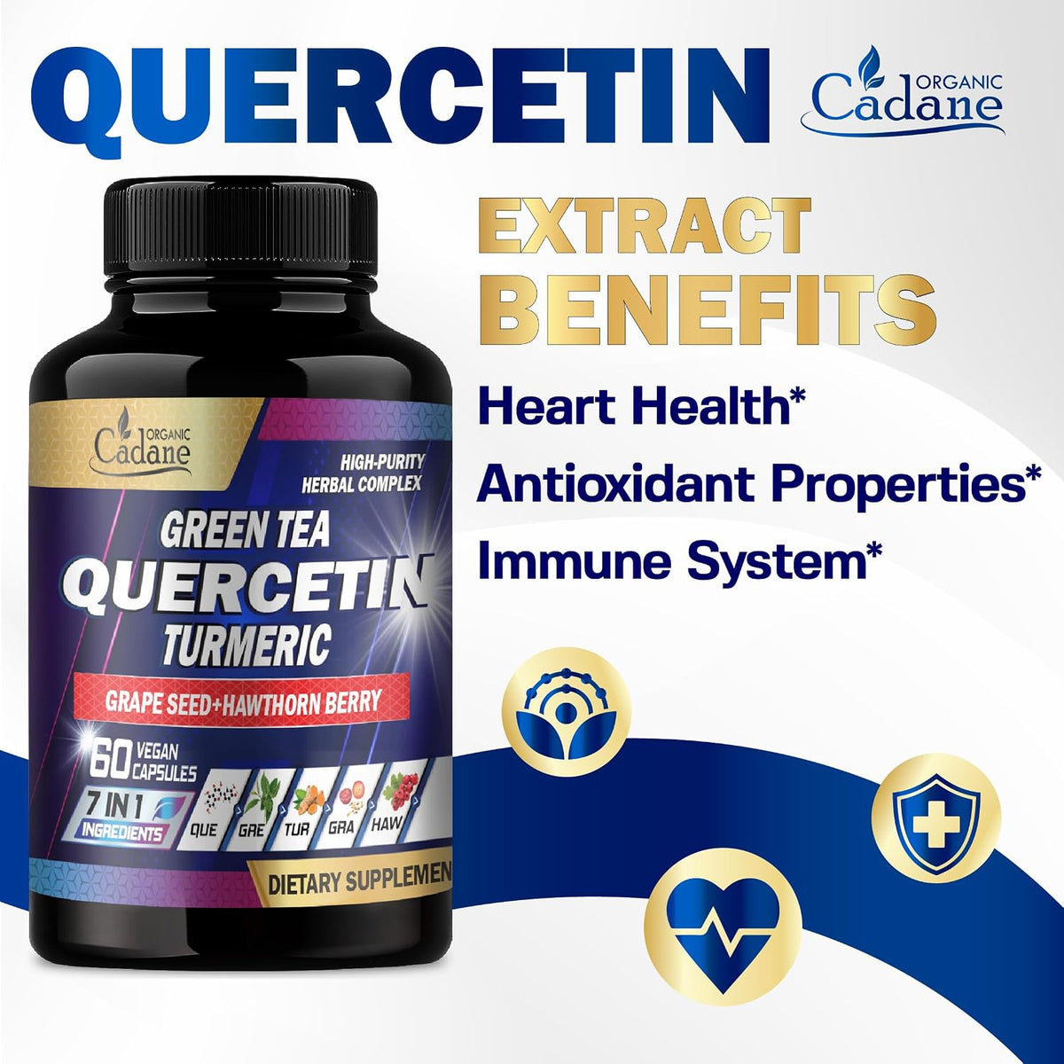 Organic Cadane Quercetin Supplements - 60 Superfood Capsules - görsel 6