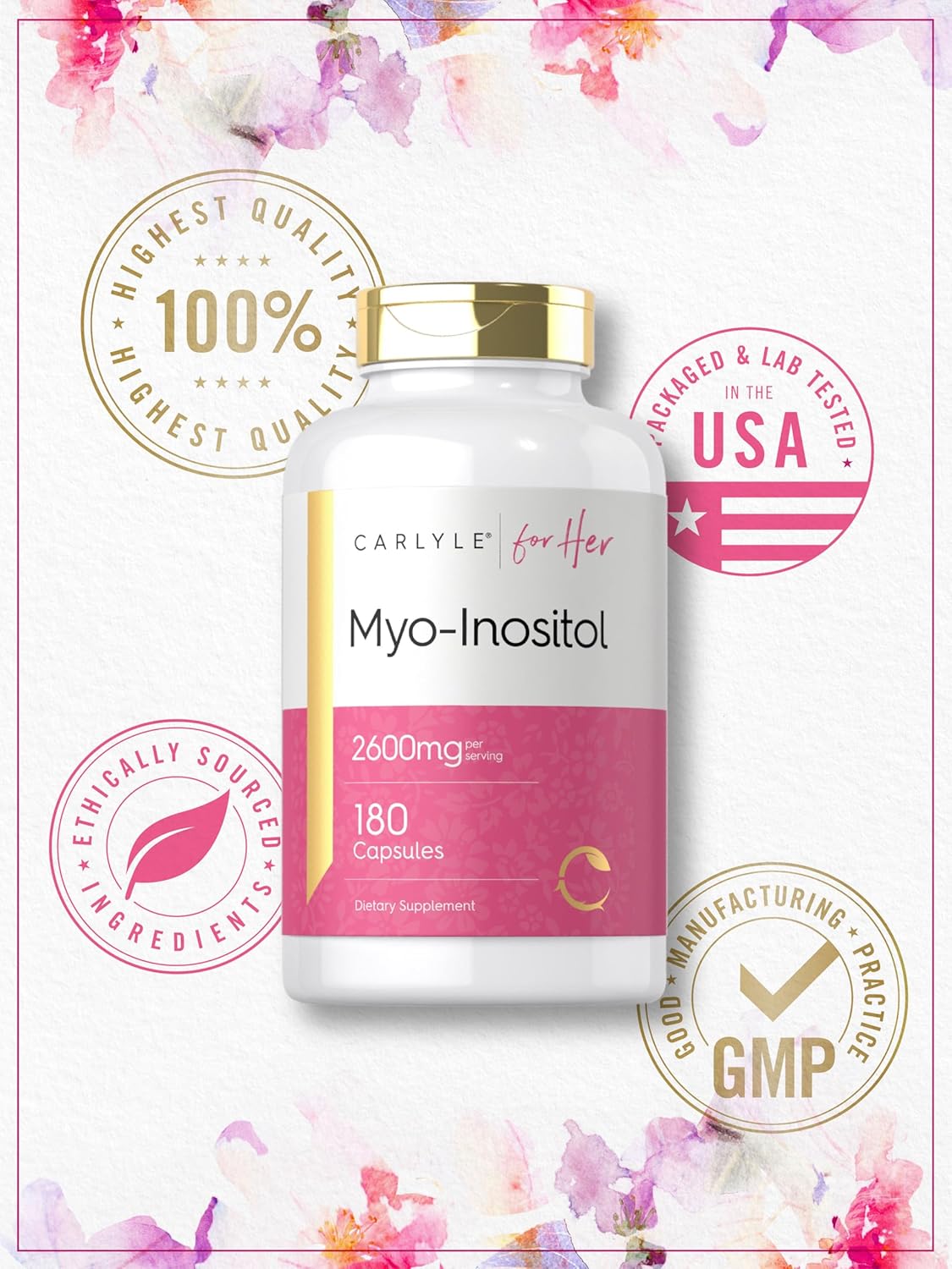Carlyle Myo-Inositol Women's Supplement - 2600mg, 180 Capsules - görsel 6