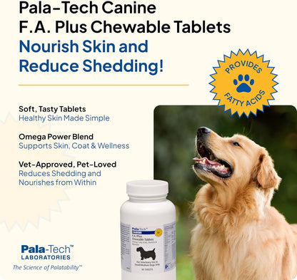 Pala-Tech FA Plus Chew Tabs for Small Dogs - Omega-3 & 6 for Skin and Coat - 60 Chewable Tablets, Roast Beef Flavour