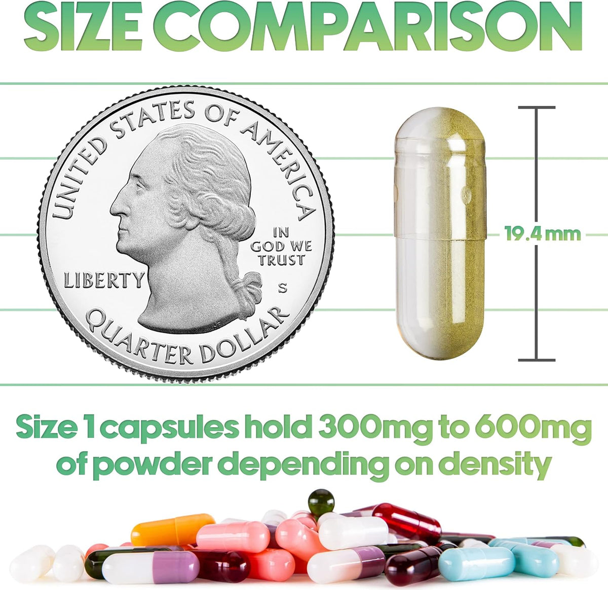 XPRS Nutra Size 1 Empty Capsules - 500 Count Clear Gelatine Capsules for DIY Supplement Filling - görsel 2