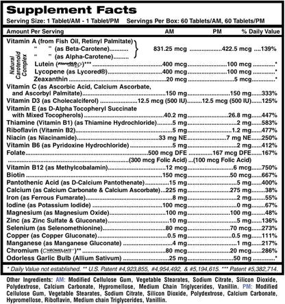 MDR Fitness Tabs Patented AM/PM Multivitamin for Men – Doctor Formulated Daily Supplement with Targeted Nutrients for Energy, Brain Function, Immunity & Cardio Health – Gluten-free – 2 Month Supply