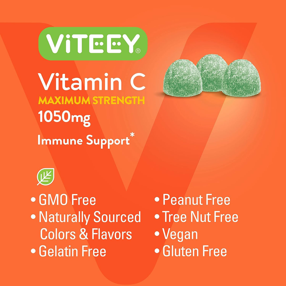 Viteey Chewable Vitamin C Gummies for Adults - 1050mg - Vegan & Gluten-free - 180 Count - görsel 5