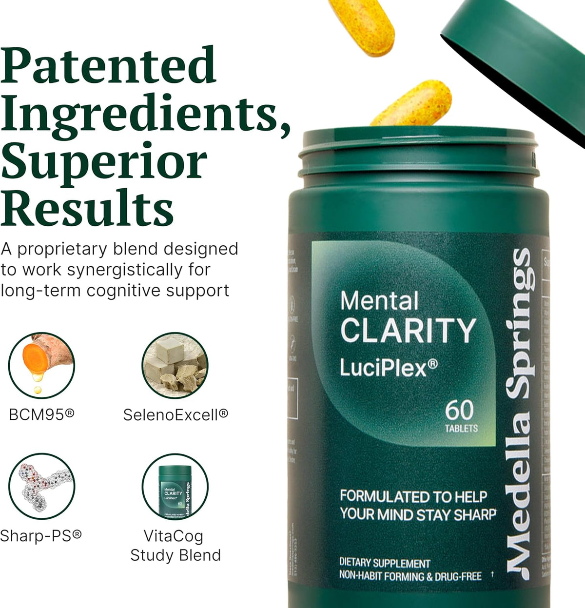 LuciPlex Brain Booster Supplement - Focus, Memory, Clarity, Energy & Mood (60 Tablets) - görsel 4