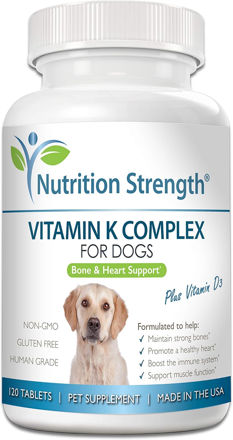 Nutrition Strength Vitamin K for Dogs with K1, K2 (MK4 & MK7) and D3 - 120 Chewable Tablets - görsel 1