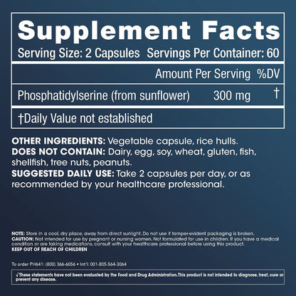 ProHealth Phosphatidylserine - Supports Cognitive Function, Nervous System & Post-Exercise Recovery - 300 mg per Serving, 120 Capsules