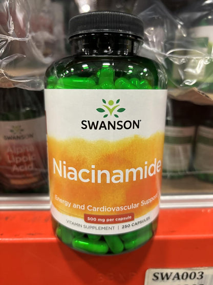Swanson Niacinamide 500 mg Capsules – Vitamin B3 for Normal Energy Metabolism & Skin Health