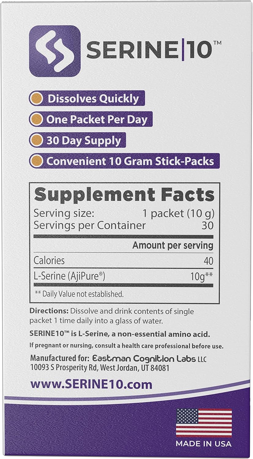 SERINE10 L-Serine Nootropics Sachets - 30 Premeasured Powder Sachets (10g each) - görsel 2