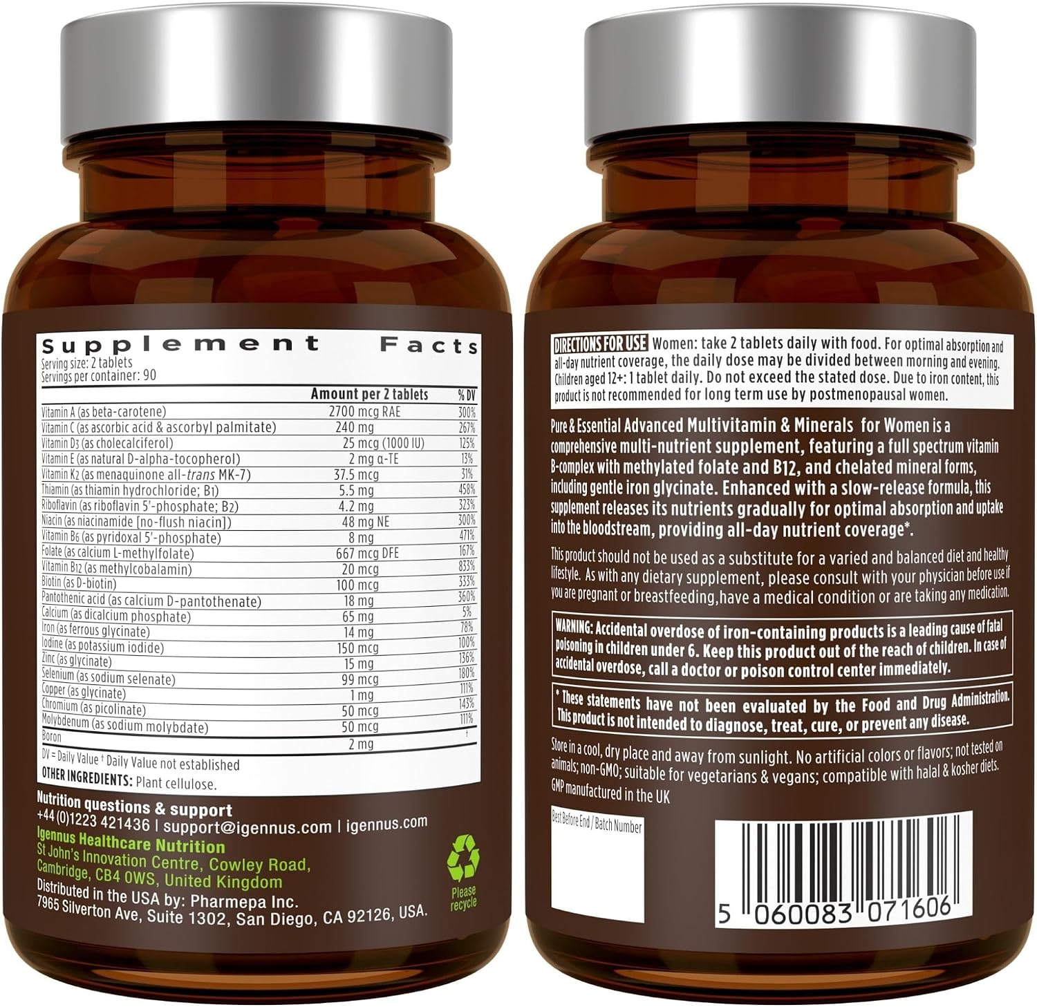 Igennus High Potency Methylated Multivitamin for Women with Gentle Iron - görsel 8