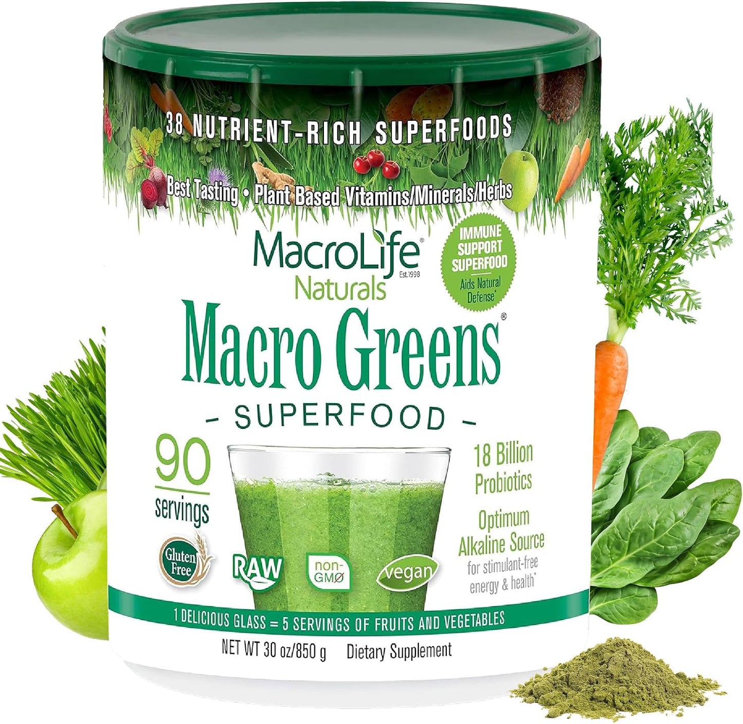 MacroLife Naturals Macro Greens Superfood Powder, 850 g - görsel 1