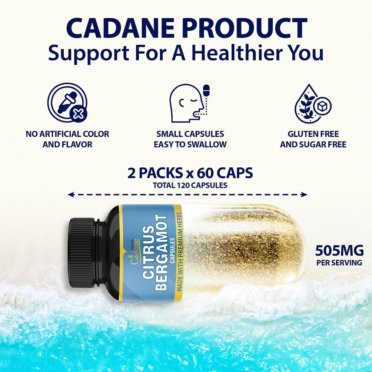 Cadane Citrus Bergamot Extract Capsules with Berberine and Herbal Blend – 2 Pack (120 Capsules, 4 Month Supply) - görsel 2