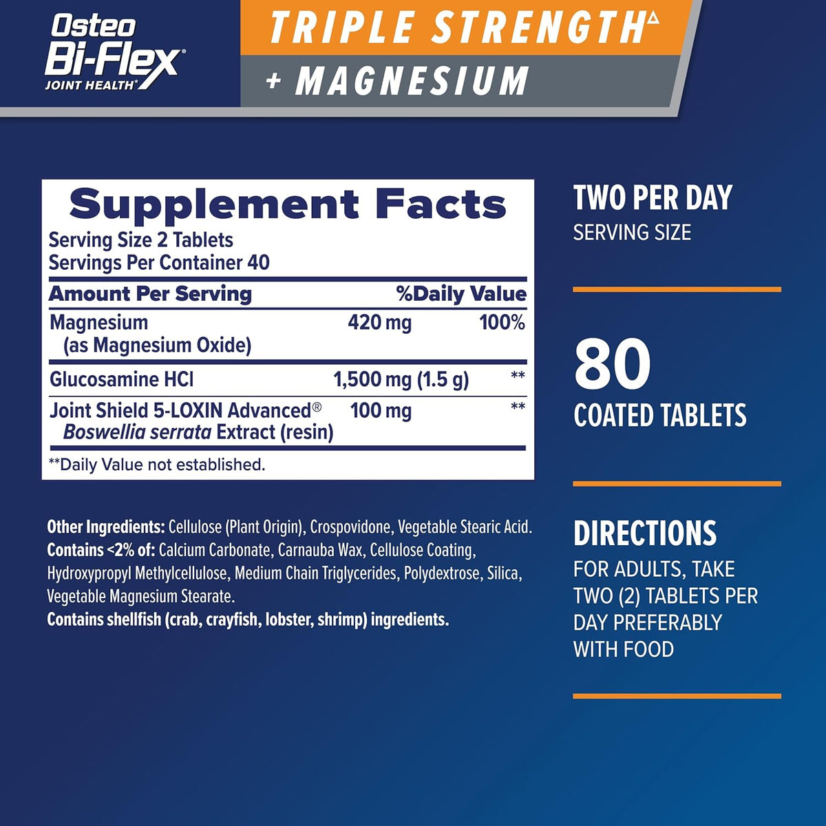 Osteo Bi-Flex Triple Strength Glucosamine Supplement with Magnesium, 80 Coated Tablets - görsel 2