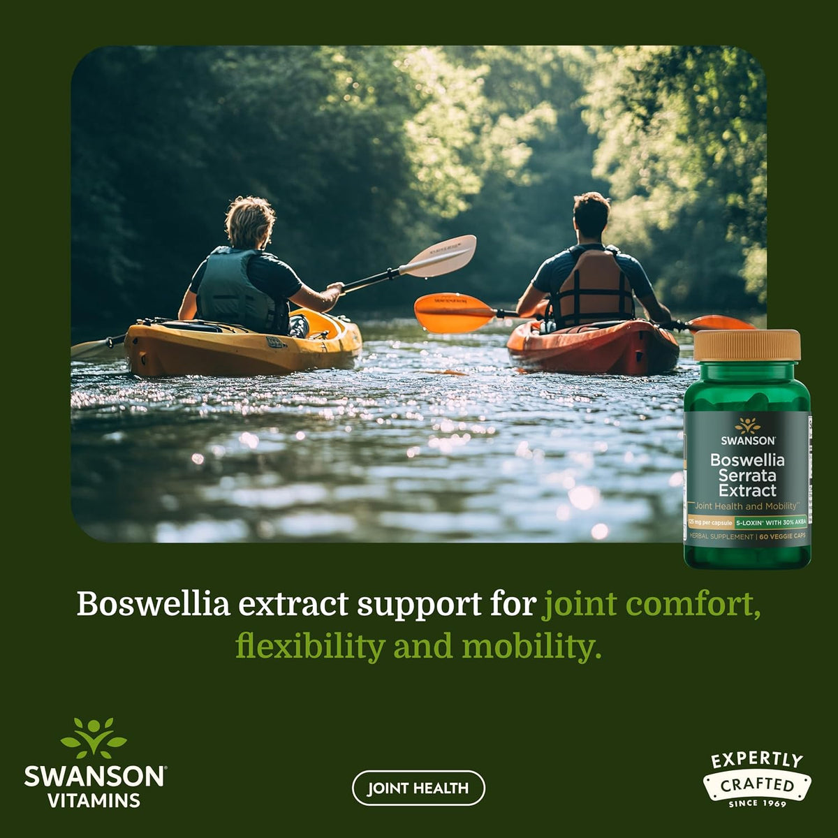 Swanson Boswellia Serrata Extract – Herbal Supplement for Joint Support, Mobility & Flexibility* – 5-LOXIN Standardised – Non-GMO – 60 Vegetarian Capsules - görsel 2