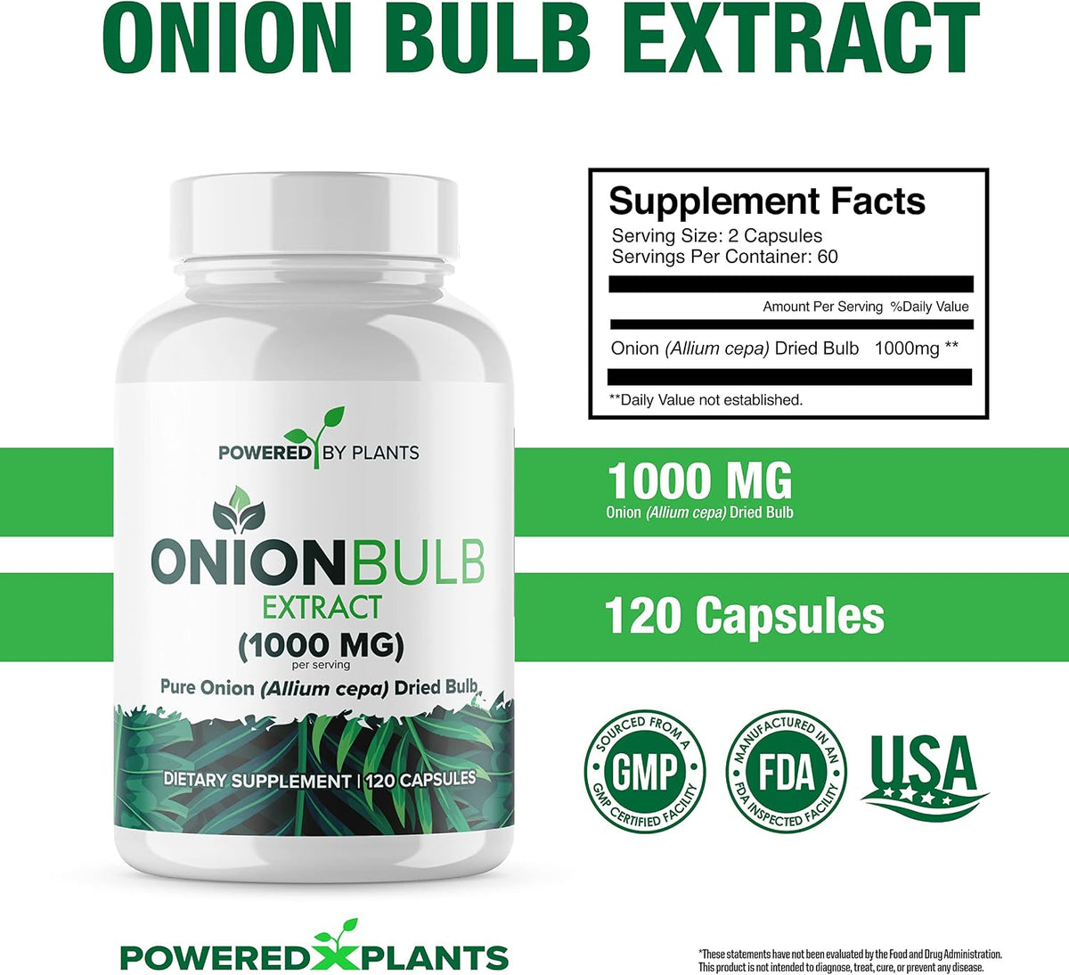 Onion Bulb Extract 1000mg Pure Natural Onion (Allium Cepa) Dried Bulb - 120 Capsules - görsel 2