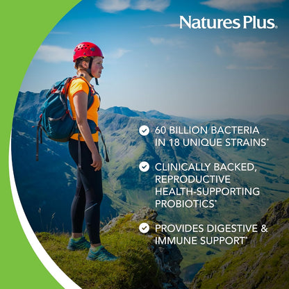 NaturesPlus GI Natural Probiotic for Women - 30 Capsules - Digestive & Immune Support, Urinary Tract Health - with Cranberry - Gluten-free - 30 Servings