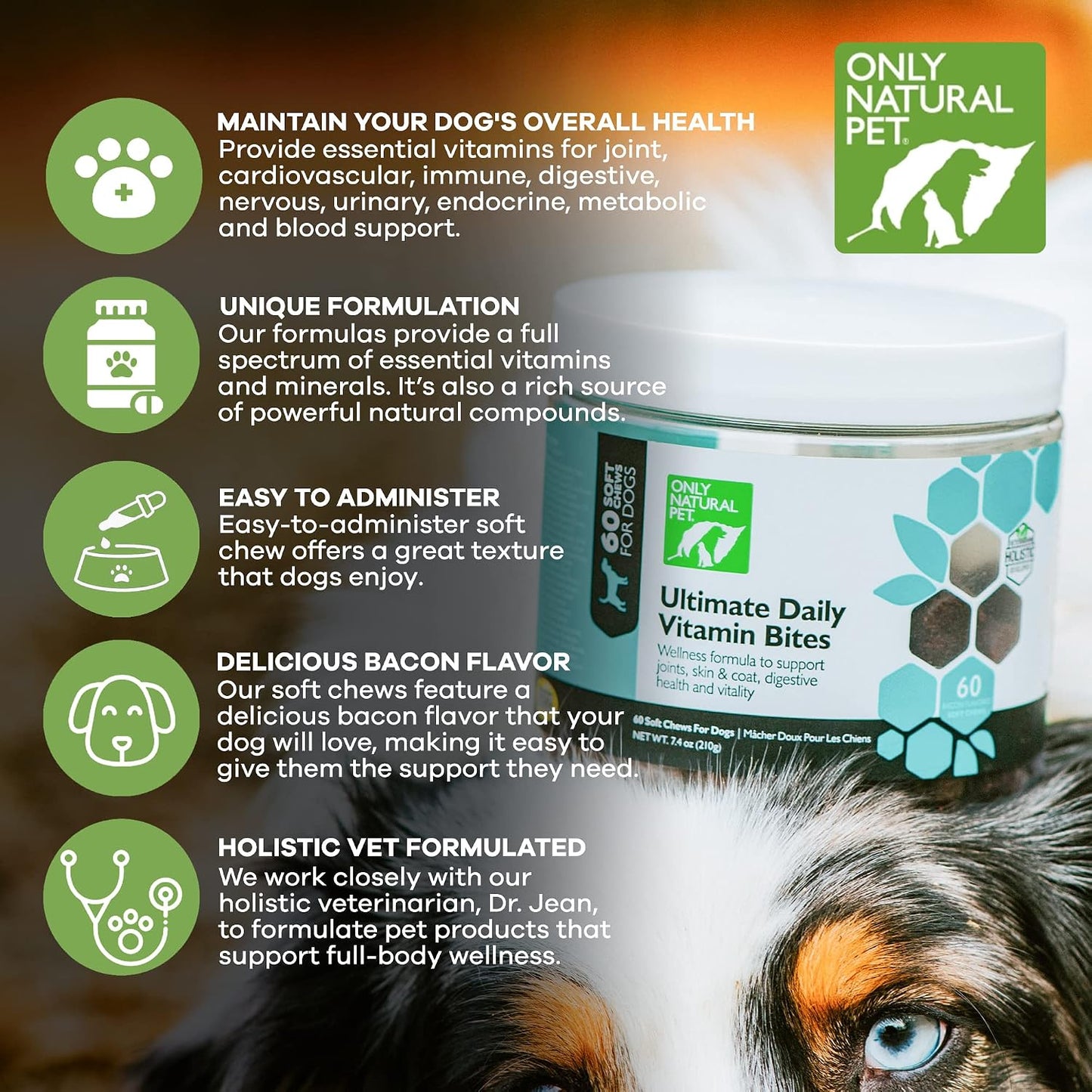Only Natural Pet Ultimate Daily Vitamins - Complete Multivitamin Supplement for Dogs, 60 Soft Chews - görsel 3