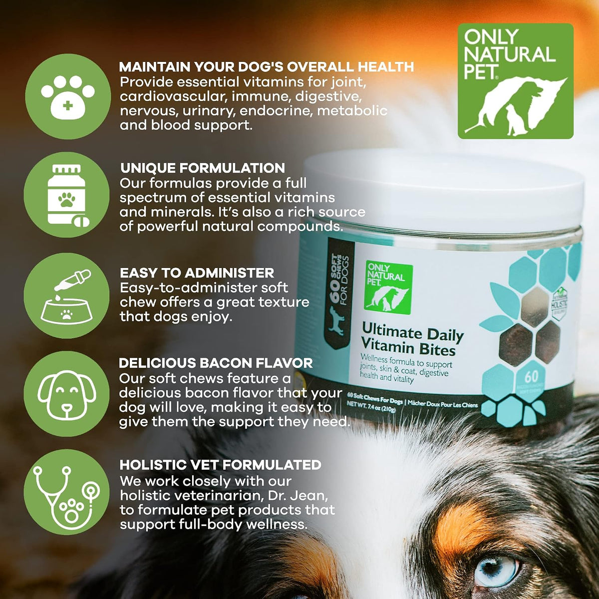 Only Natural Pet Ultimate Daily Vitamins - Complete Multivitamin Supplement for Dogs, 60 Soft Chews - görsel 3