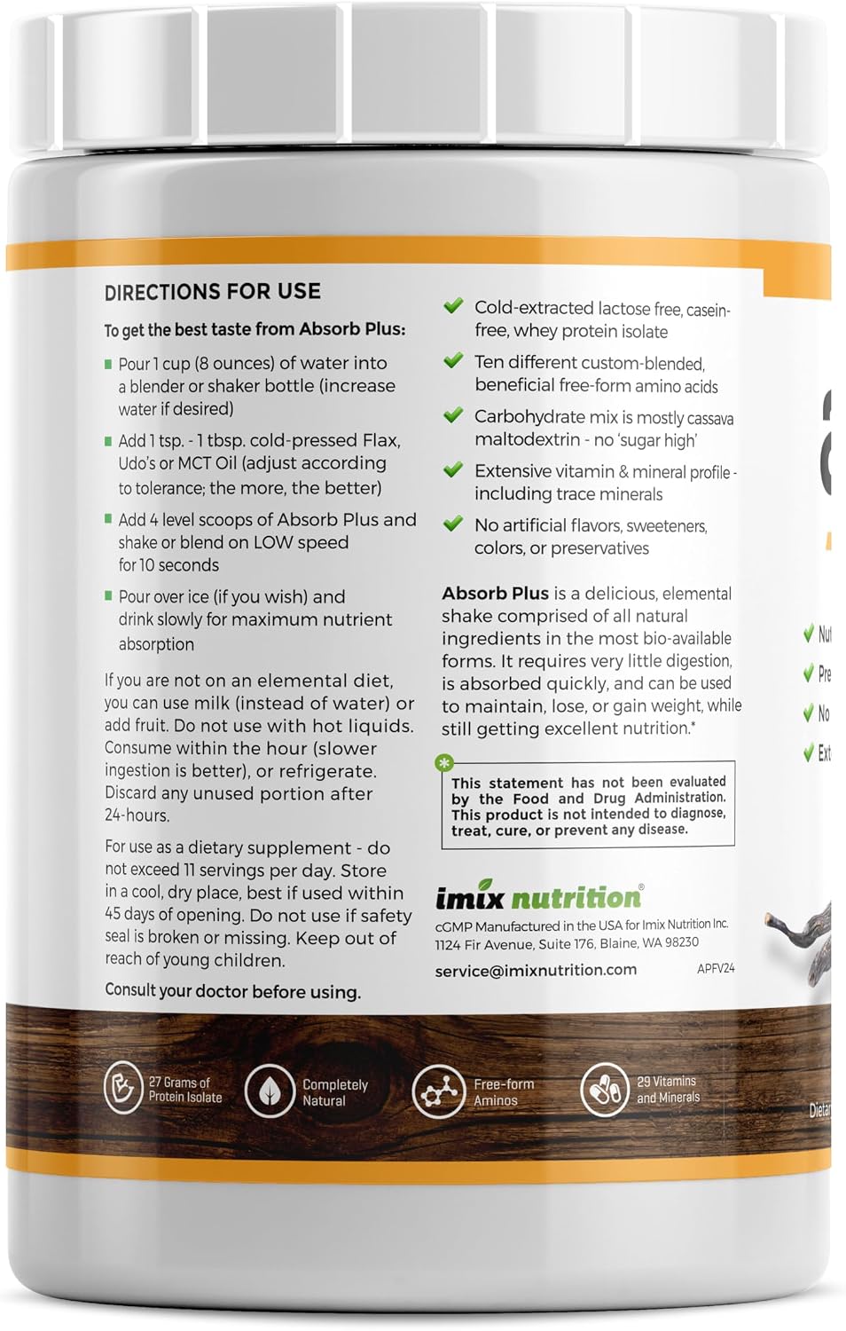 Absorb Plus Isolate Protein - French Vanilla (1 kg) - görsel 2