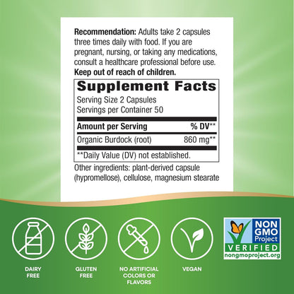 Nature's Way Burdock Root, Traditionally Used for Joint Health, 100 Vegan Capsules (Packaging May Vary)
