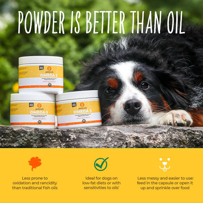 Pawsomely Healthy Omega-3 for Dogs – Mess-Free Powder Capsules, Wild-Caught Anchovy Oil – 90 Count