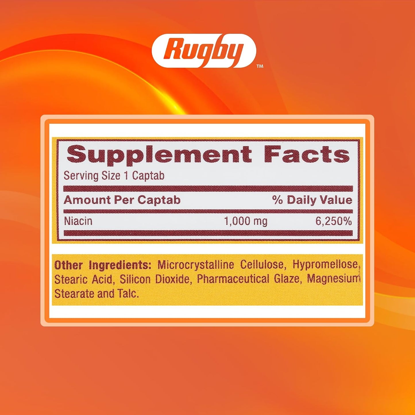 Rugby Timed-Release Niacin 1000mg – 100 Captabs (Pack of 3) - görsel 8