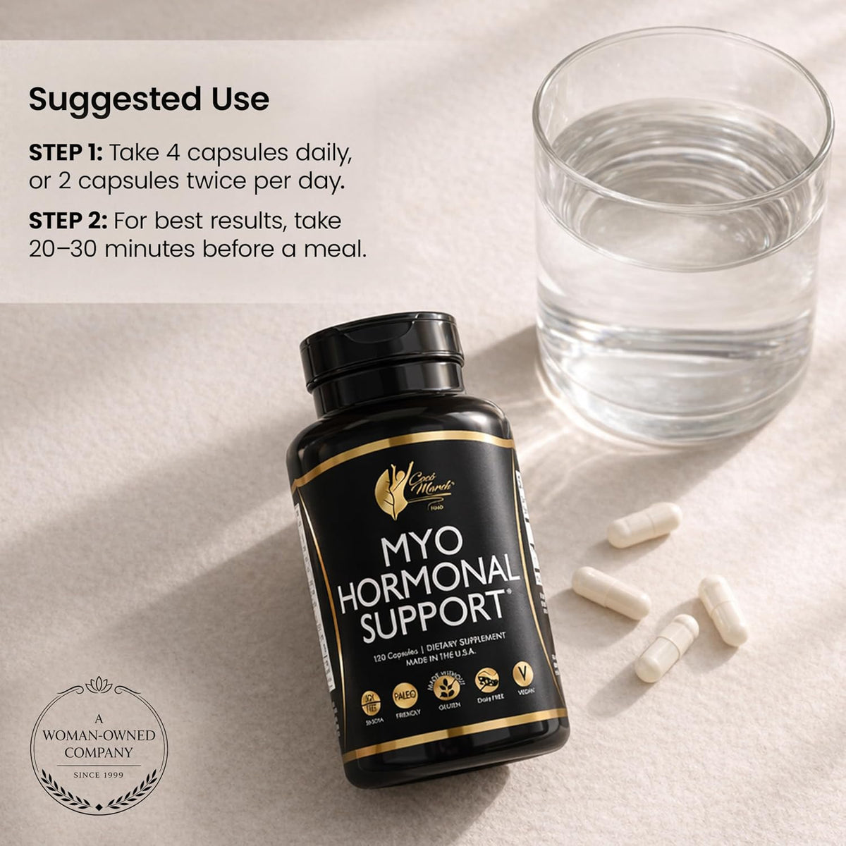 Cocó March N.M.D Myo-Inositol Hormonal Support for Women – Supports Hormone Balance & Menopause Wellness, Energy & Metabolism – Gluten-free, Dairy-free, Vegan – 120 Capsules - görsel 7
