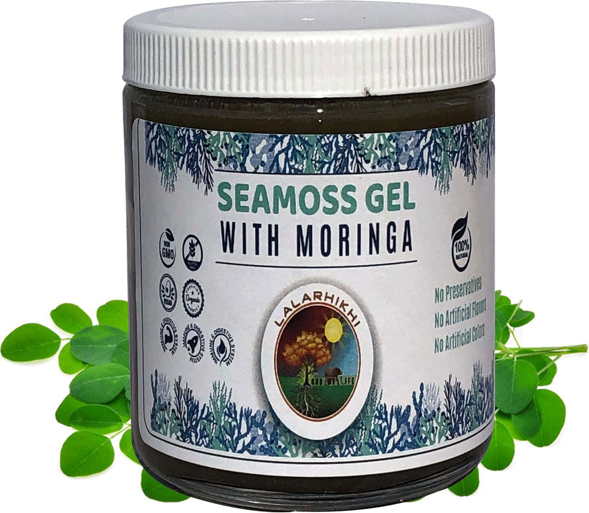 Wildcrafted Organic Sea Moss and Moringa Gel – Exclusive Blend with Honey and Allspice, 8 oz (227g) - görsel 1