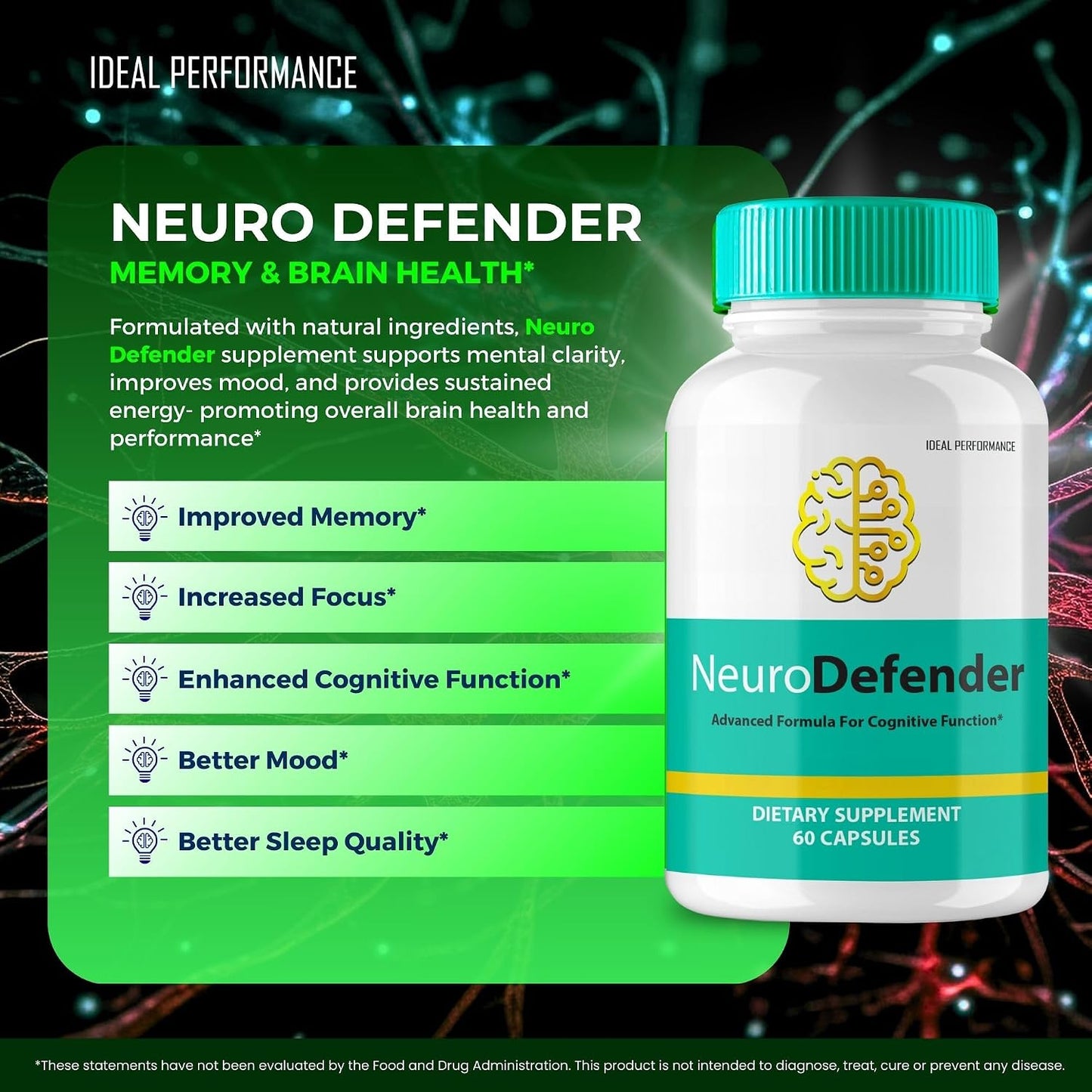 Neuro Defender Brain Supplements for Memory and Focus – Advanced Formula Nootropic Capsules (5 Pack) - görsel 4