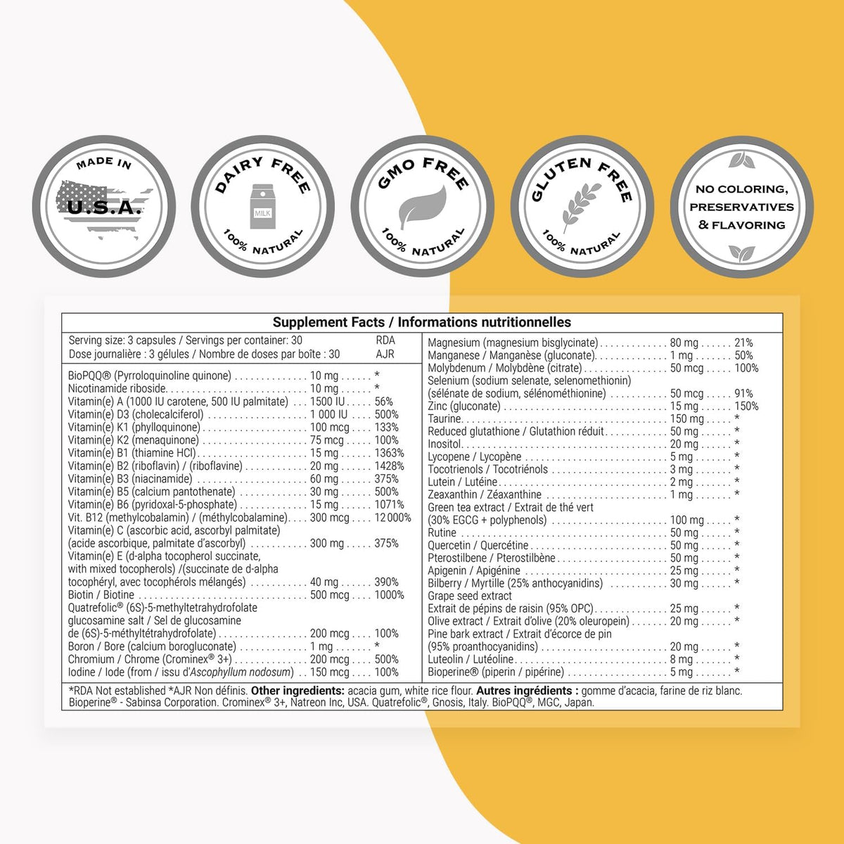 Supersmart Daily3 + Bio PQQ - All-in-One Multivitamin with 45 Essential Nutrients - görsel 4