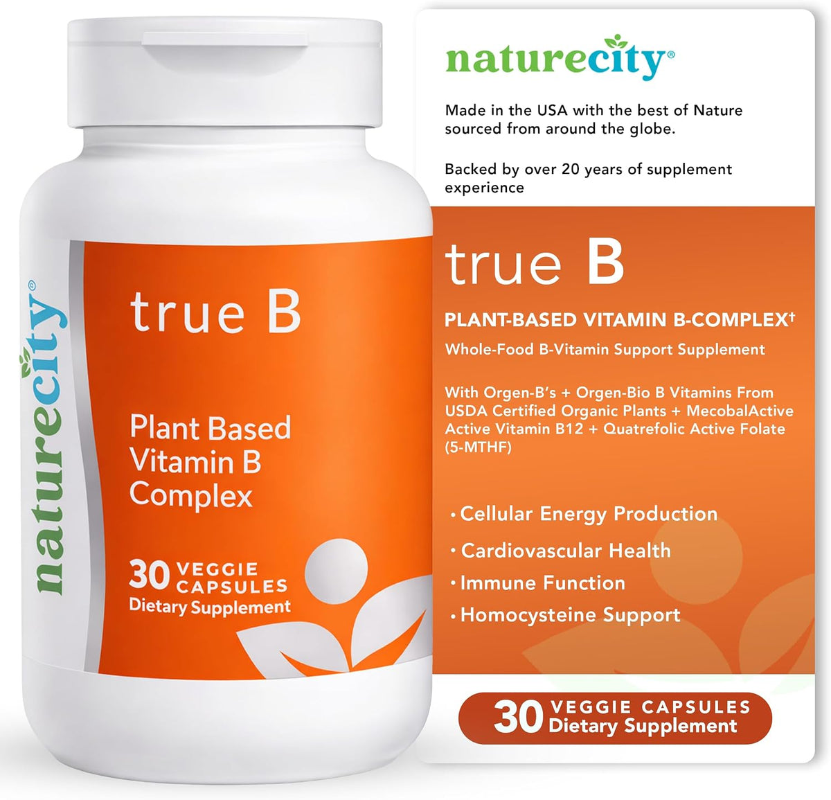 NatureCity True-B Plant-Based Super B Vitamin Complex – 30 Veggie Capsules - görsel 1