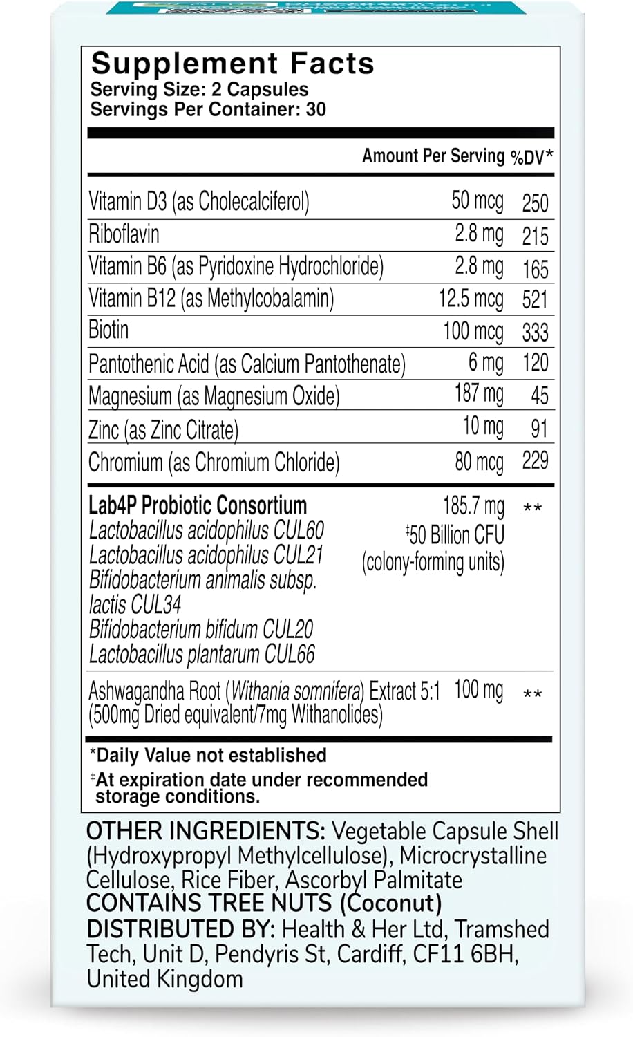 Health & Her Weight Management Probiotics for Women – Perimenopause & Menopause Supplement – Clinically Studied 50bn CFU Probiotics to Support Gut Health, Energy, Mood & Mind – Vegan (60 Capsules, One Month Supply) - görsel 7