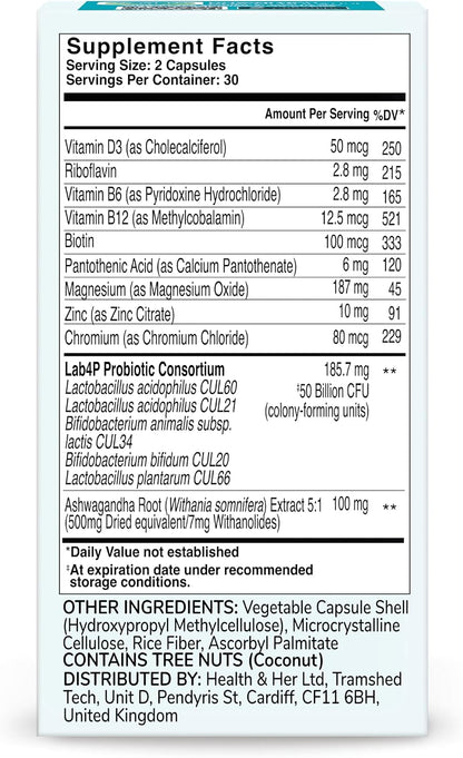 Health & Her Weight Management Probiotics for Women – Perimenopause & Menopause Supplement – Clinically Studied 50bn CFU Probiotics to Support Gut Health, Energy, Mood & Mind – Vegan (60 Capsules, One Month Supply)
