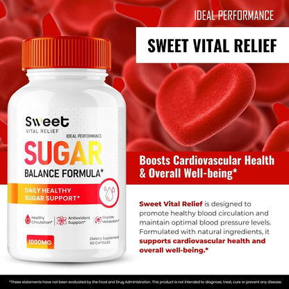 Sweet Vital Relief Blood Balance Formula – Official Blood Support Supplement Capsules (60 Capsules)