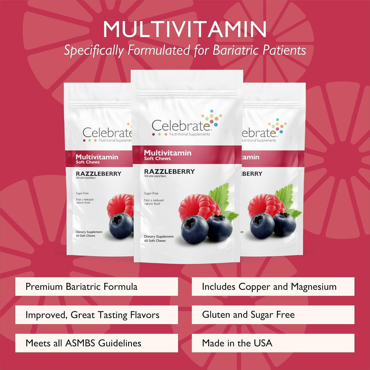 Celebrate Vitamins Bariatric Multivitamin Soft Chews - Berry (180 Chews) - görsel 2