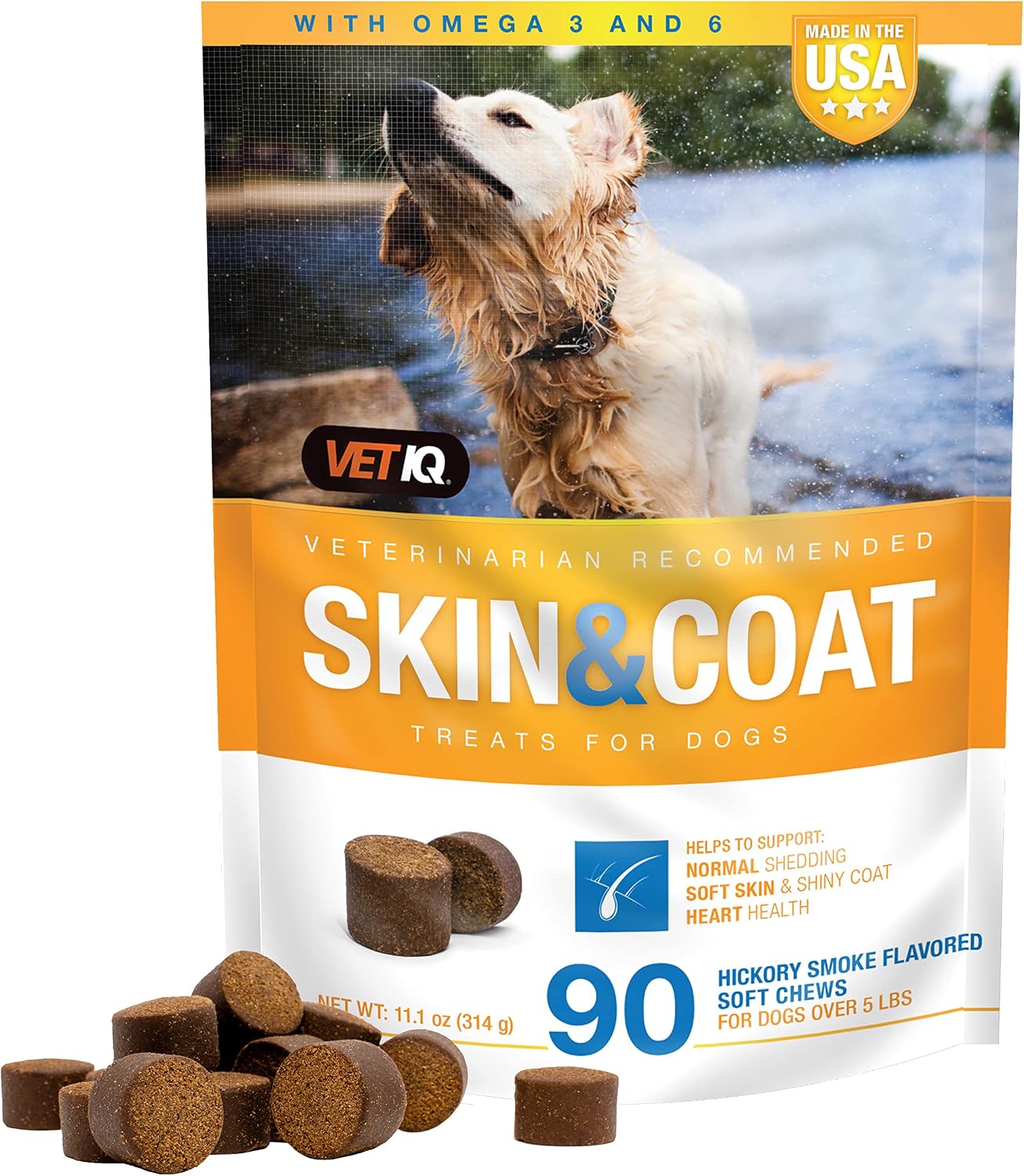 VetIQ Skin & Coat Supplement for Dogs, Healthy Skin & Coat Support Soft Chews, 90 Count - görsel 3