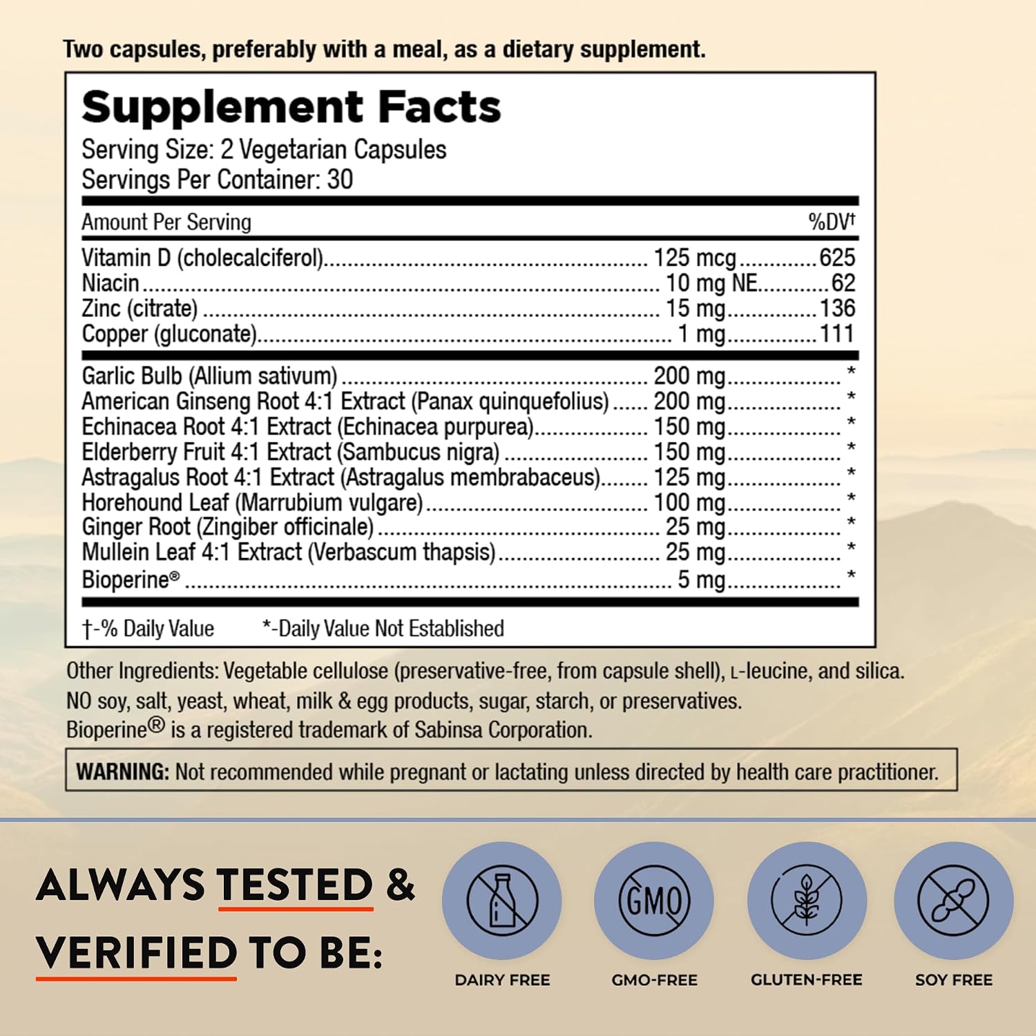 Mt. Angel Vitamins Cold Facts + Vitamin D, Immune System Support (60 Vegetarian Capsules) - görsel 2