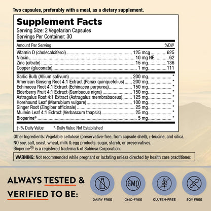 Mt. Angel Vitamins Cold Facts + Vitamin D, Immune System Support (60 Vegetarian Capsules)
