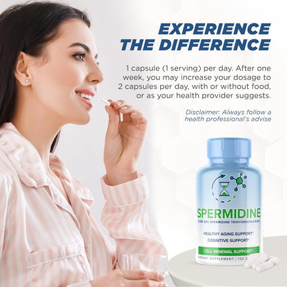 Pure Spermidine Supplement with Trihydrochloride 3HCL 10 mg - 120 Capsules
