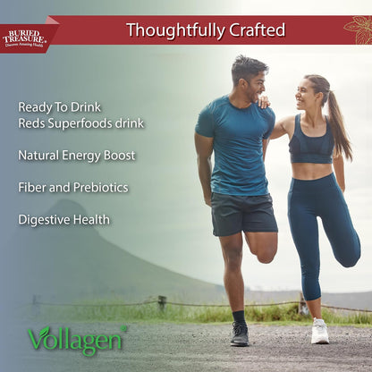Buried Treasure Red20 Fusion Superfood Blend – Acai, Beets, Blueberry, Fibre, Adaptogens, Lutein, Vegan Vollagen, 946ml Liquid