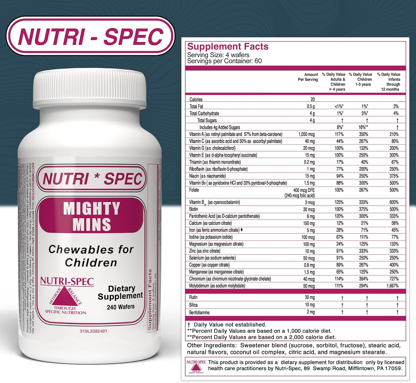 Nutri-Spec Mighty-Mins Multivitamin for Children with Iron - Chewable Wafers, 240 Count - görsel 5