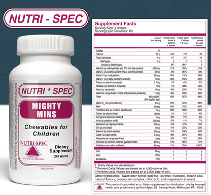 Nutri-Spec Mighty-Mins Multivitamin for Children with Iron - Chewable Wafers, 240 Count