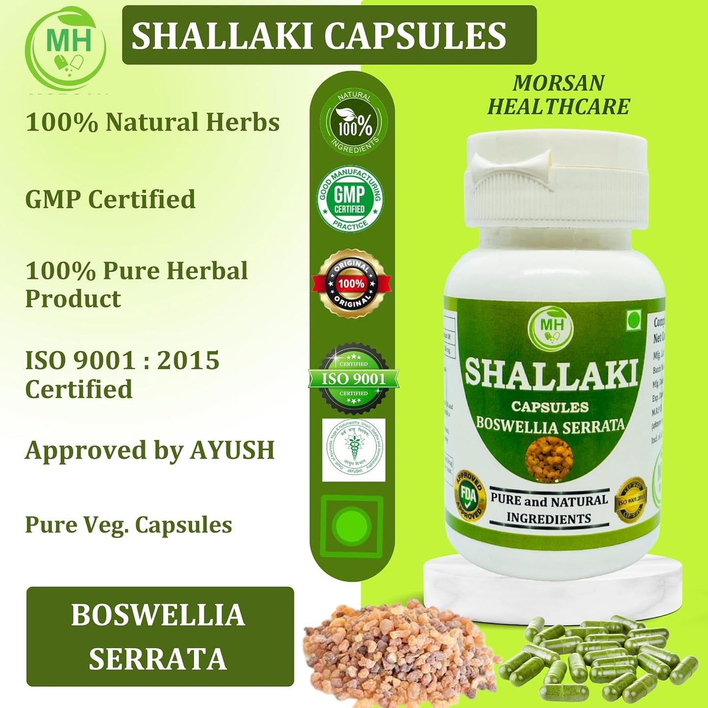 Shallaki (Boswellia serrata) 500 mg, Pure Herbal Supplement, 60 Veg. Capsules - görsel 6