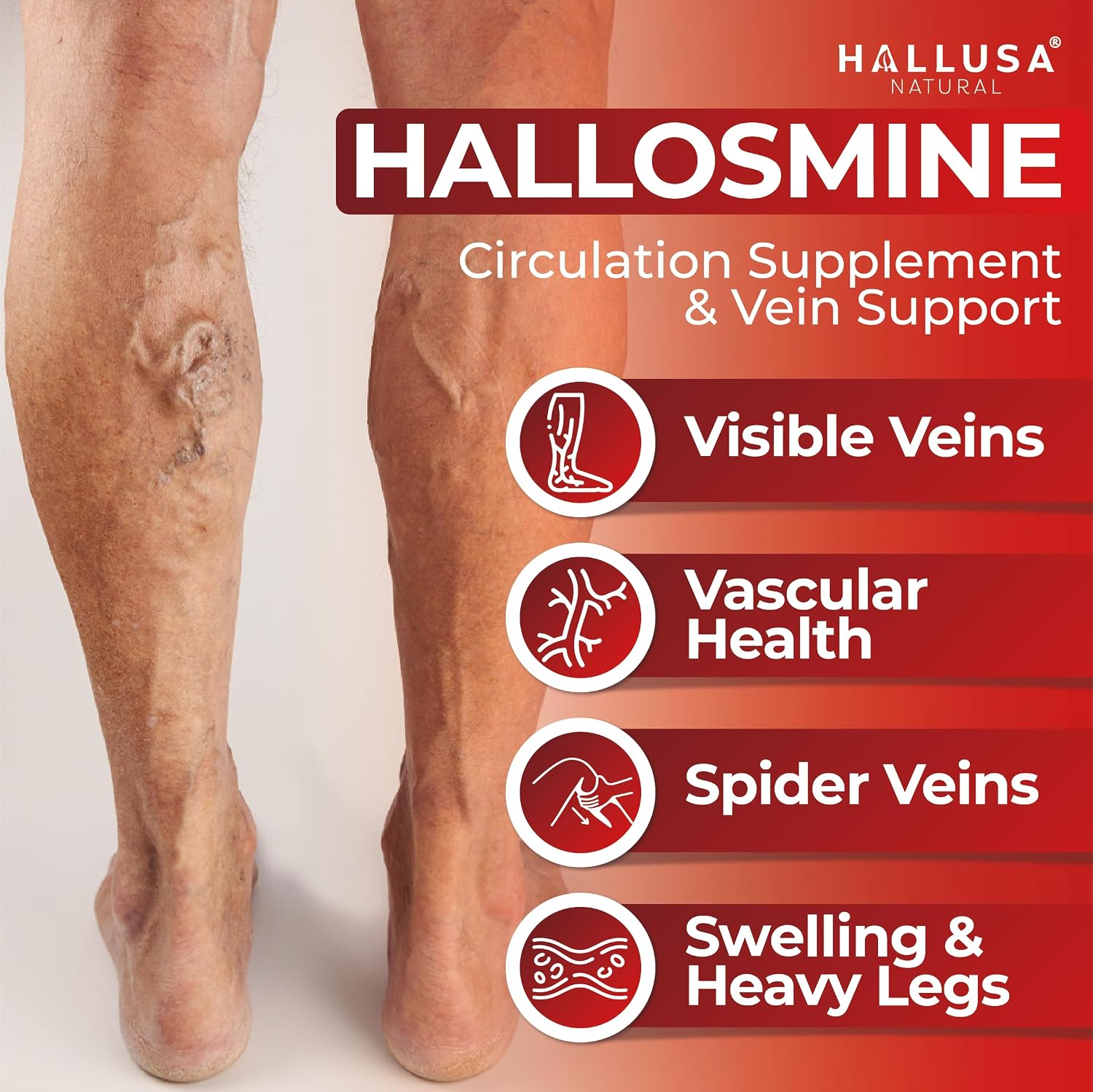 Hallusa Natural Diosmin Circulation – Vein & Circulation Support Supplement (300 mg, 60 Capsules) - görsel 5