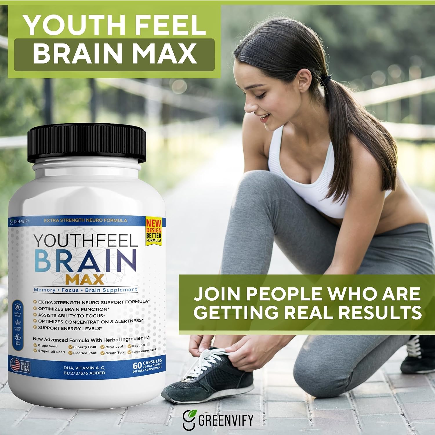 Youthfeel Brain Max Extra Strength Cognitive Focus and Clarity Formula, 60 Capsules - görsel 5