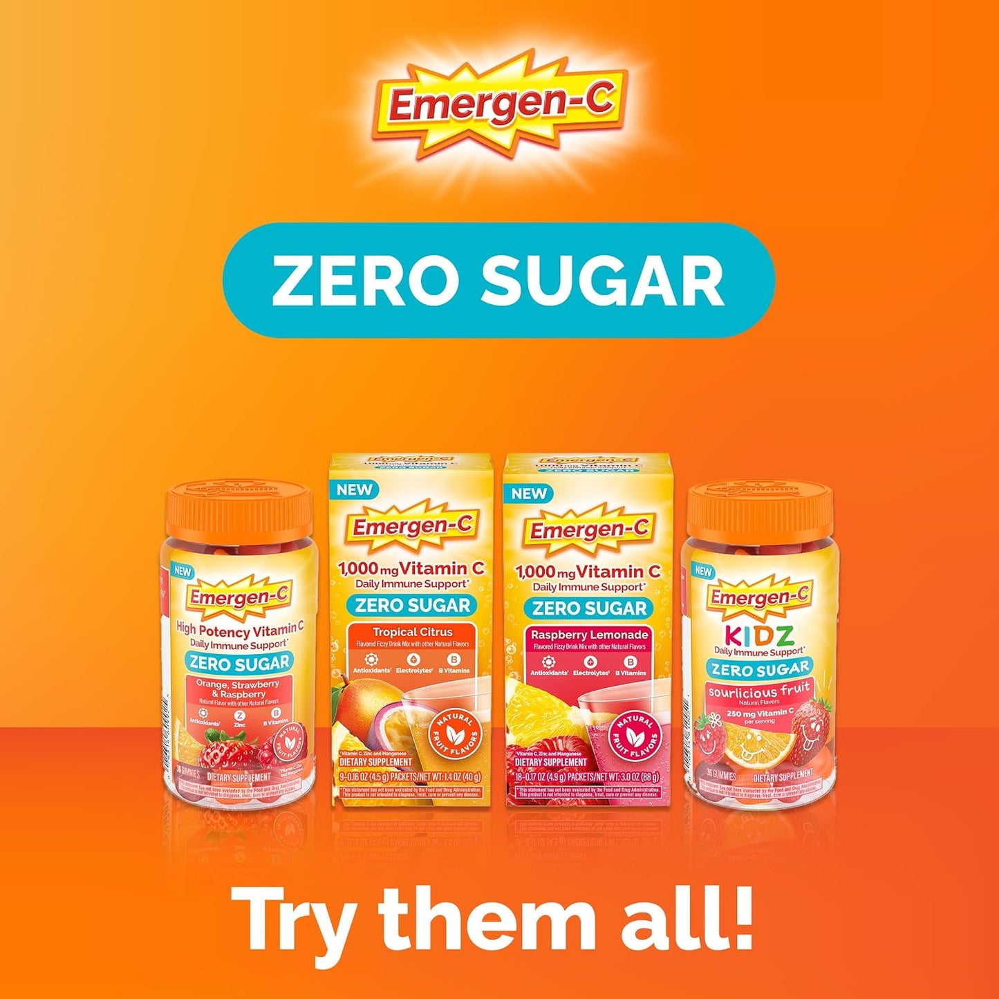 Emergen-C Zero Sugar Vitamin C Powder - Raspberry Lemonade (36 Sachets) - görsel 7