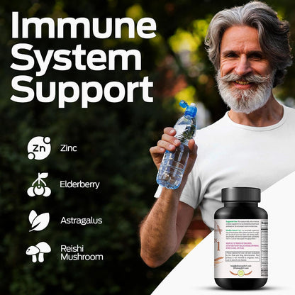 Ultra Max Natural Organic 4 in 1 Brain Supplements for Memory and Focus, Immune Support Anti-Ageing Dietary Supplements