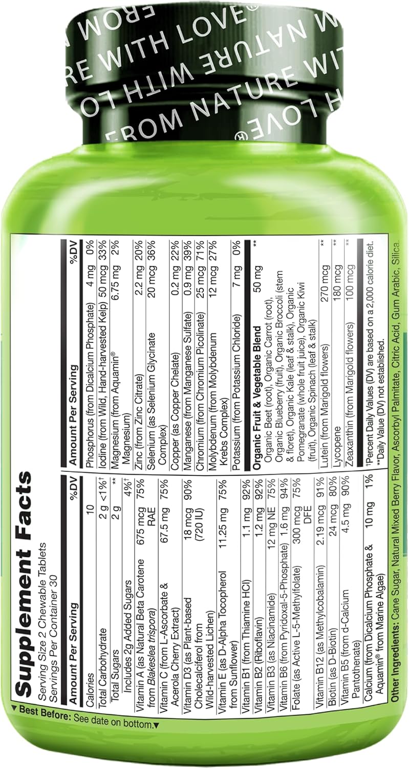 NATURELO Chewable Multivitamin for Children with Organic Fruit Blend – 60 Tablets (Pack of 2) - görsel 3