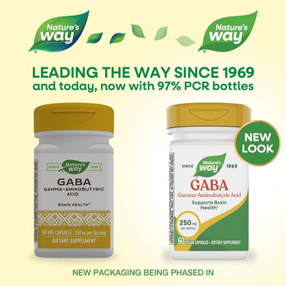 Nature's Way GABA, 250 mg, 60 Vegan Capsules - Brain Health Support