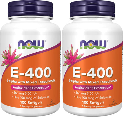NOW Supplements Vitamin E-400 IU with Mixed Tocopherols, 100 Softgels